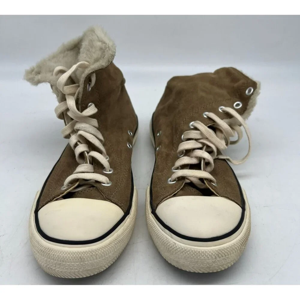 Airwalk Women's Suede & Faux Fur Lined High Top Sneakers Round Toe Size 10 Brown